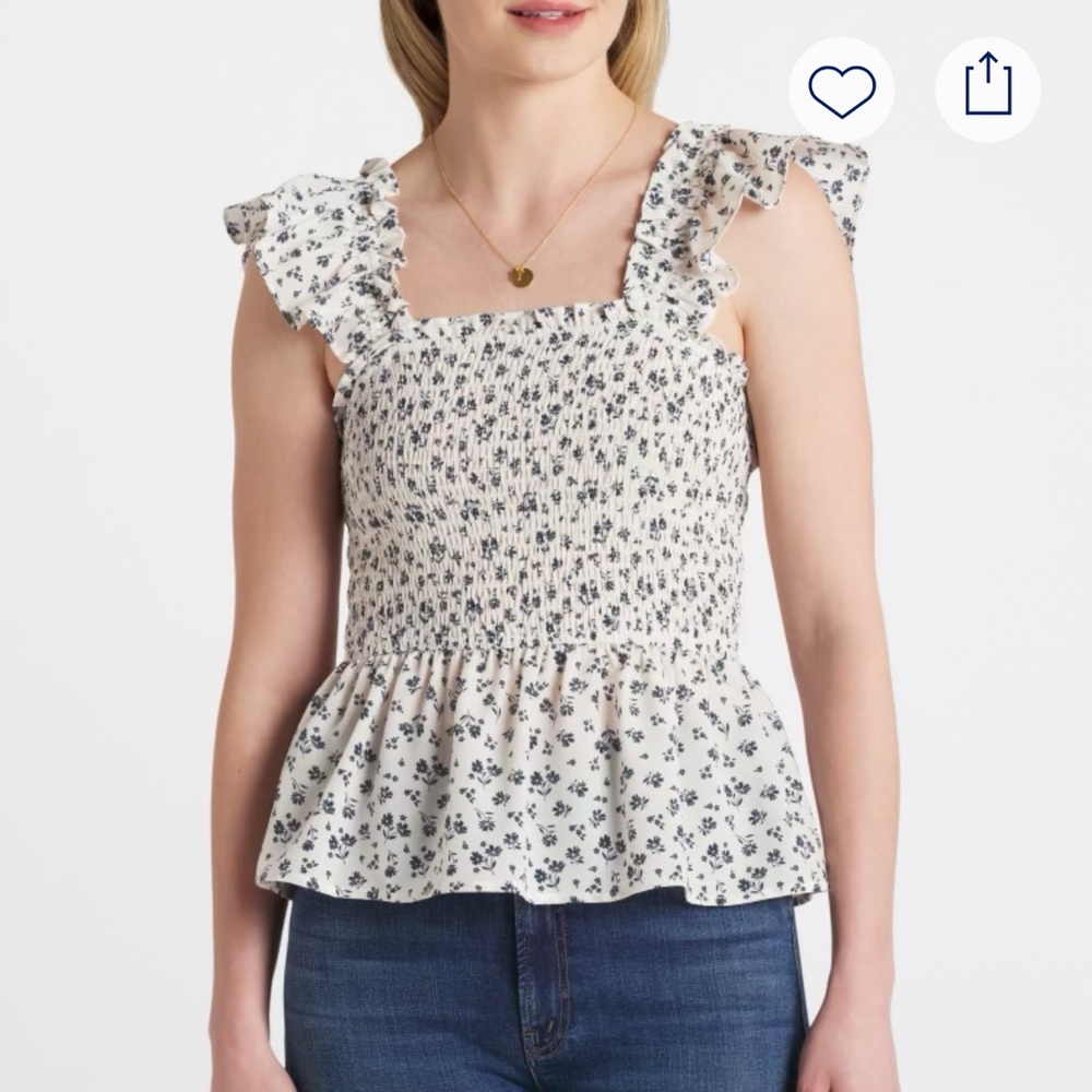 Skies Are Blue Floral Ruffle Smocked Blouse